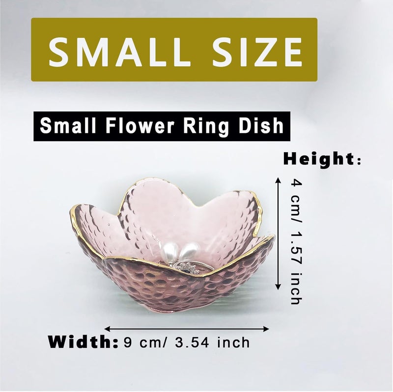BESSKON Small Ring Dish Jewelry Tray, Glass Jewelry Dish Trinket Bowl, Crystal Ring Holder Dish Jewelry Plate, Nightstand Decor Jewelry Holder Dish, Engagement Jewelry Bowl Dish for Rings, Earrings - Image 2